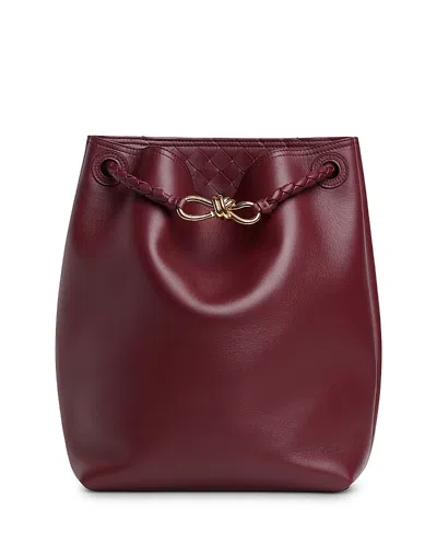 Bottega Veneta Andiamo Medium Leather Bucket Bag In Burgundy