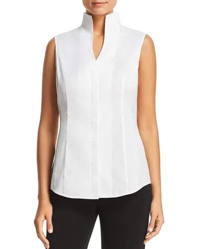 Misook Mandarin Collar Shell Top In White