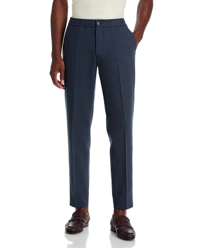 Theory Mayer Drawstring Flannel Jaspe Elasticated Waist Trousers In Blue