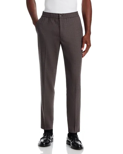 Theory Mayer Drawstring Flannel Jaspe Elasticated Waist Trousers In Brown