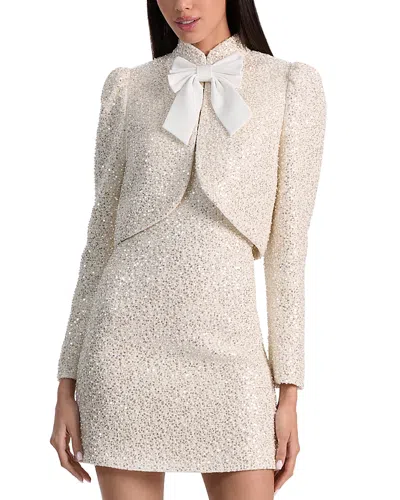 Alice And Olivia Ilaria Embellished Cropped Jacket In Neutral