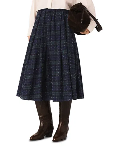 Maje Check Skirt With Rhinestones In Multi