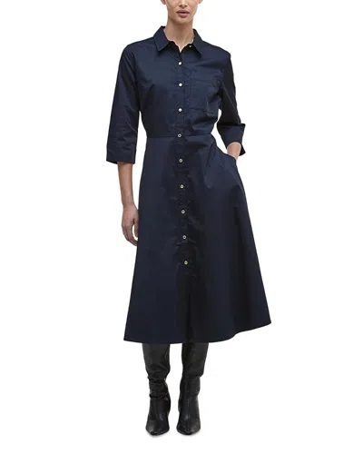 Barbour Waxed Saffron Midi Dress In Blue