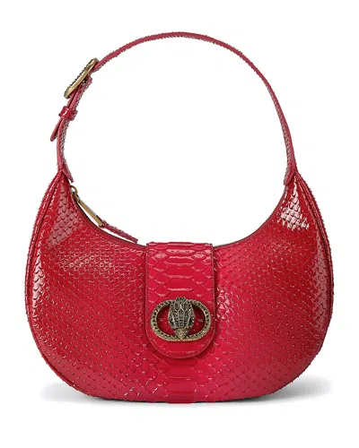Kurt Geiger London Small Chelsea Snakeskin Embossed Hobo Bag In Red