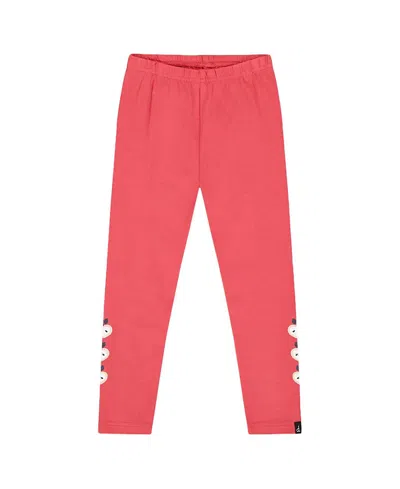 Deux Par Deux Organic Cotton Leggings With Apples In Red