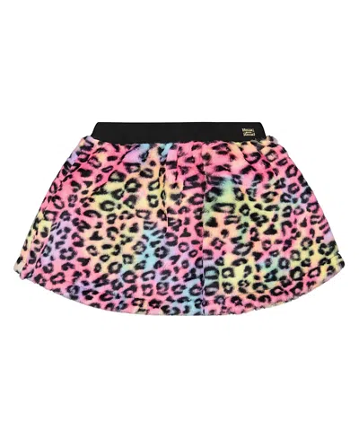 Deux Par Deux Faux Fur Skirt Multicolor Leopard In Pink
