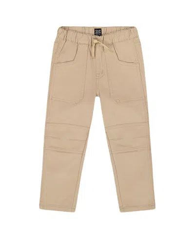 Deux Par Deux Twill Jogger Pants With Patch Pockets In Neutral