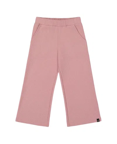 Deux Par Deux Waffle Flare Leg Pants In Pink