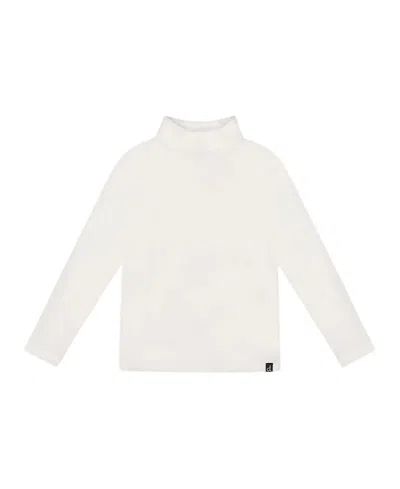 Deux Par Deux Super Soft Ribbed Mock Neck Top In White
