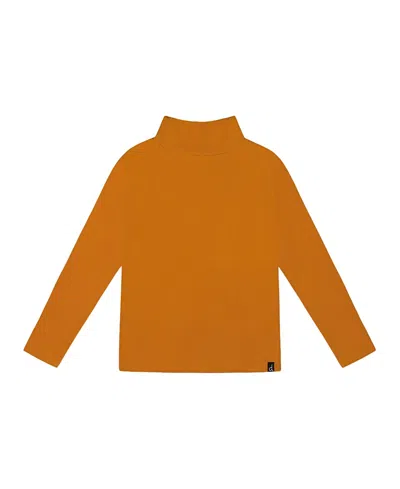 Deux Par Deux Super Soft Ribbed Mock Neck Top In Brown