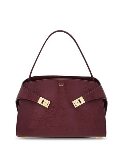 Ferragamo Hug Soft Medium Shoulder Bag In Burgundy
