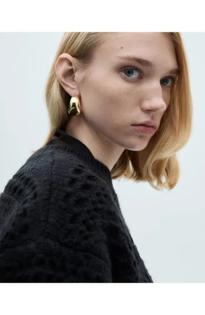 Mango Openwork Knit Sweater Dark Navy In Black