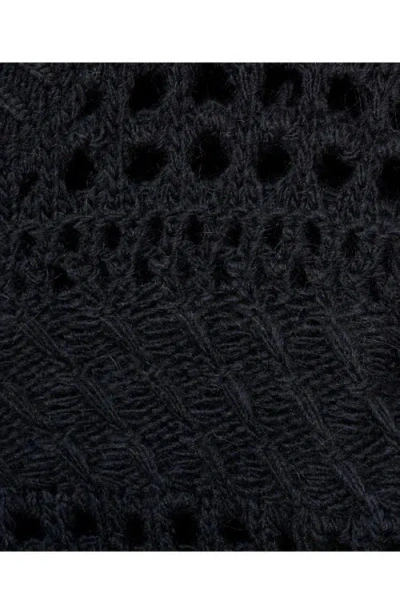 Mango Openwork Knit Sweater Dark Navy In Black