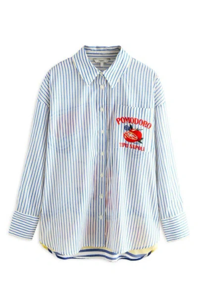 Next Pomodoro Printed Relaxed Fit Button-up Shirt In White