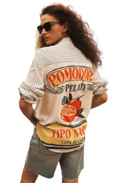 Next Pomodoro Printed Relaxed Fit Button-up Shirt In White