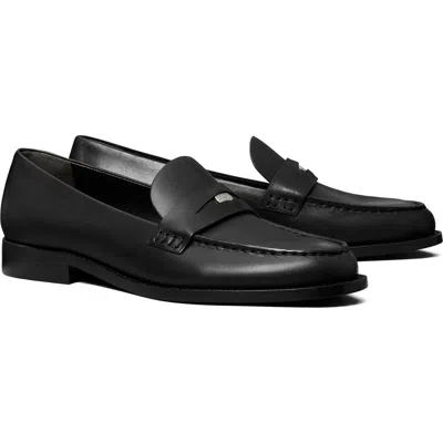 Tory Burch Classic Penny Loafers In Calf Leather In Black
