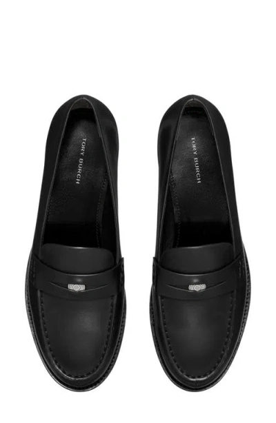 Tory Burch Classic Penny Loafers In Calf Leather In Black