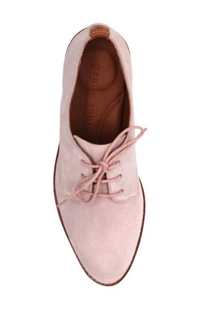 Gentle Souls Women's Aronson Almond Toe Suede Lace-up Oxford Shoes In Pink