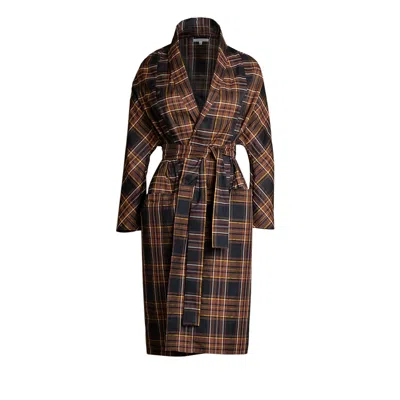 Bianca Popp Women's Neutrals / Black Midi Trench In Brown Tartan Taffeta In Brown