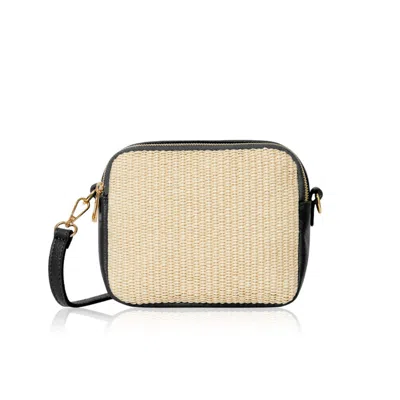 Betsy & Floss Women's Maya Raffia Straw And Leather Crossbody Bag In Black In Black