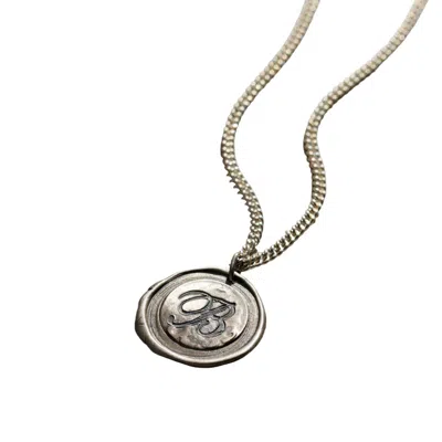 Posh Totty Designs Men's Men's Oxidised Silver Initial Wax Seal Necklace In Metallic