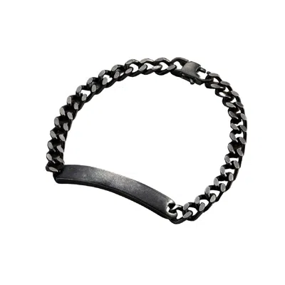 Posh Totty Designs Silver Mens Id Bar Bracelet In Black