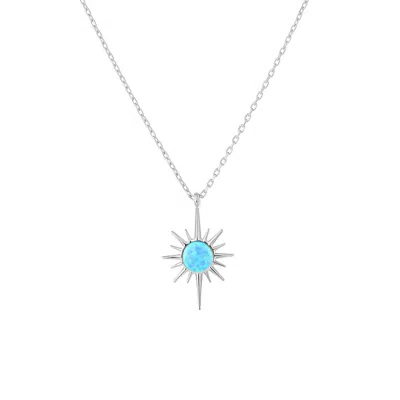 Spero London Blue Opal Northernstar Sterling Silver Pendant Necklace In Silver