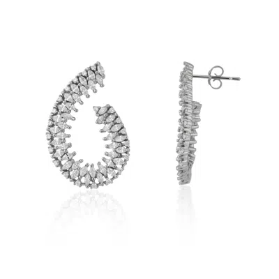 Spero London Chunky Spiral Helix Sterling Silver Earrings In Silver