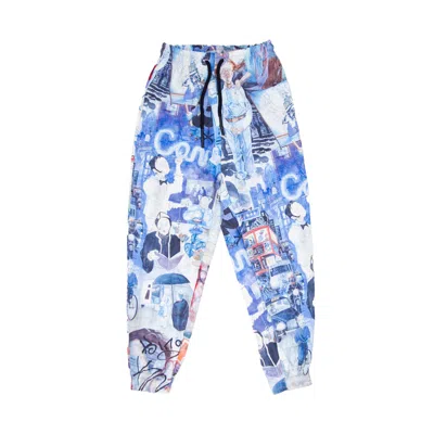 Mysimplicated Men's Trousers In Blue With Graffiti Design - Recycled Material In Blue