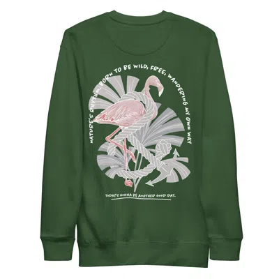 Anchor & Crew Forest Green Flamingo Another Good Day Cotton Blend Sweatshirt - Women In Green
