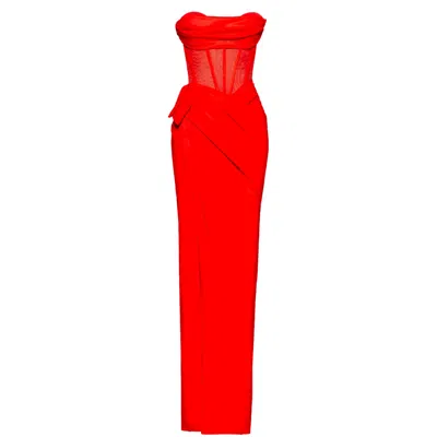 Angelika Jozefczyk Women's Palermo Corset High Slit Gown Red In Red
