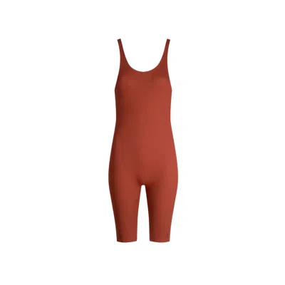 The Koozy Brown Maternity Elba Sleeveless One-piece In Red Soil In Brown
