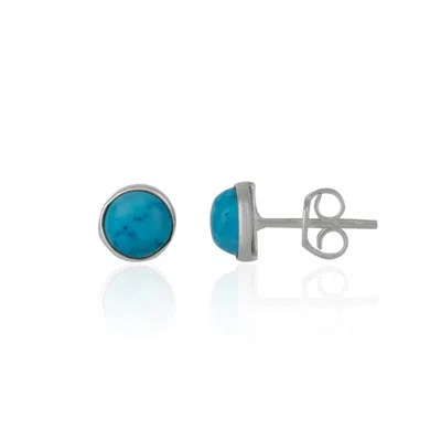 Spero London Blue Turquoise Dome Sterling Silver Stud Earrings In Multi