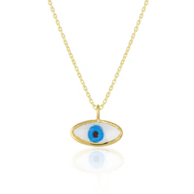 Spero London Transparent Glass Evil Eye Sterling Silver Necklace In Gold