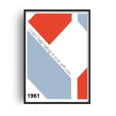 Fanclub Blue I Can't Help Falling In Love Elvis Presley Retro Music Giclée Art Print A2 In Blue