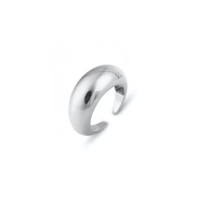 Spero London Sterling Silver Dome Crescent Ring In Silver