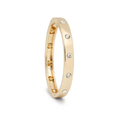 Saachi Crystal Studded Hinged Bangle Bracelet In Gold