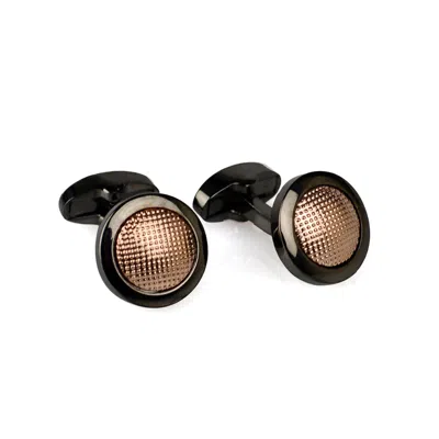 David Wej Men's Rose Gold / Black Circle Patterned Cufflinks -  Rosegold & Matte In Multi