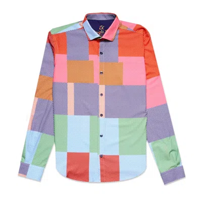 Eight X Men's Checkered Overlay Button Up Long Sleeve Shirt In Multi