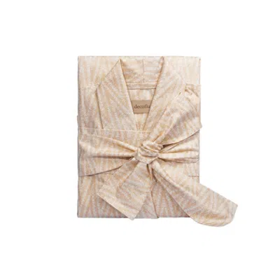 Decoflux Home Gold / Neutrals / White Cotton Maternity Dressing Gown Twist Gold, Mt In Multi