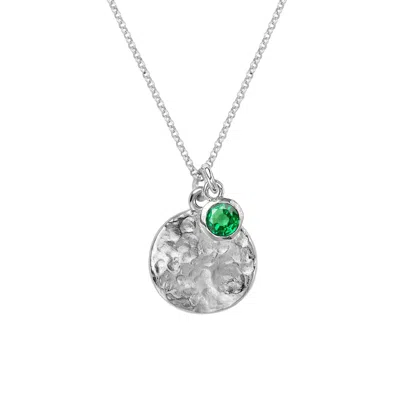 Dower & Hall Men's Disc & Green Garnet Array Pendant In Sterling Silver In White