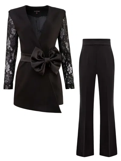 Tia Dorraine Glowing In The Dark Suit With Black Flared Trousers In Black