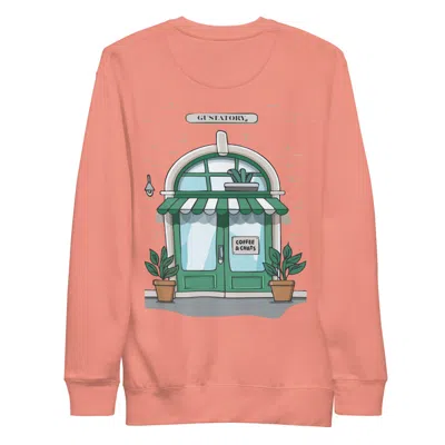 Anchor & Crew Pink Dusty Rose Gustatory Coffee & Chats Cotton Blend Embroidered Sweatshirt - Men In Pink