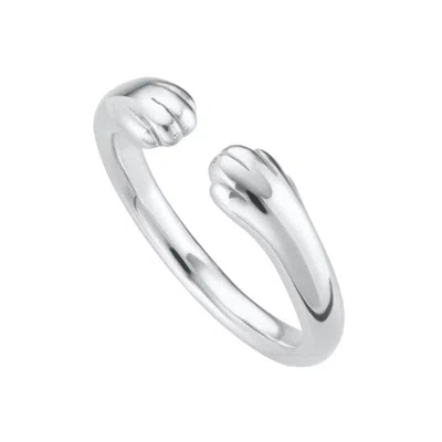 Lily Charmed Women's Sterling Silver Open Paw Hug Ring