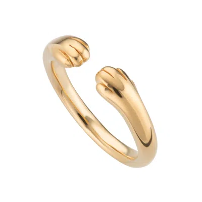 Lily Charmed Women's Gold Plated Open Paw Hug Ring In Gold