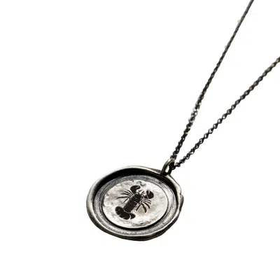 Posh Totty Designs Men's Oxidised Sterling Silver Lobster Wax Seal Necklace In Metallic