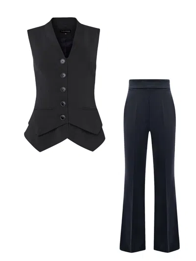 Tia Dorraine Fitted Waistcoat & Trousers Set, Black In Black