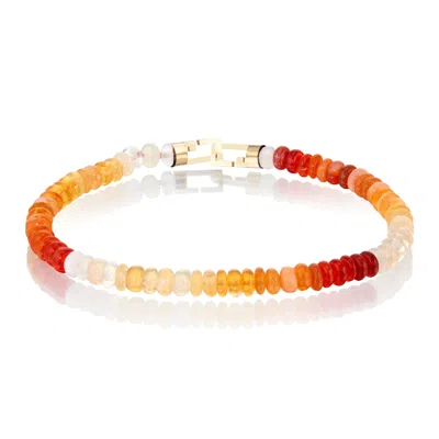 C. Grassi Men's Orange / White / Red Fire Mountain Opal Bracelet With Solid Gold Clasp In Multi