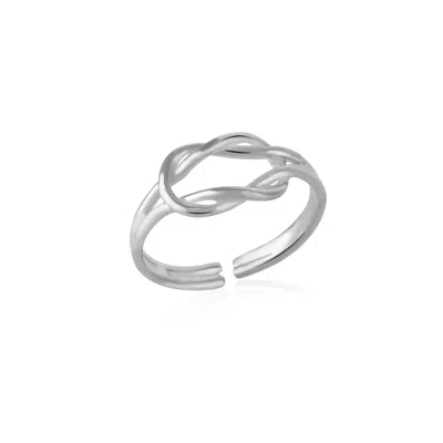 Spero London Knot Sterling Silver Adjustable Ring In Silver