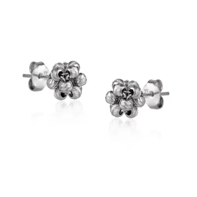 Spero London Sterling Silver Dorissa Beaded Stud Earring In Silver